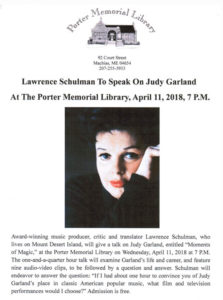 "Moments of Magic" A lecture on the life and career of Judy Garland