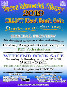 2019 Porter Memorial Library GIANT USED BOOK SALE - FREE